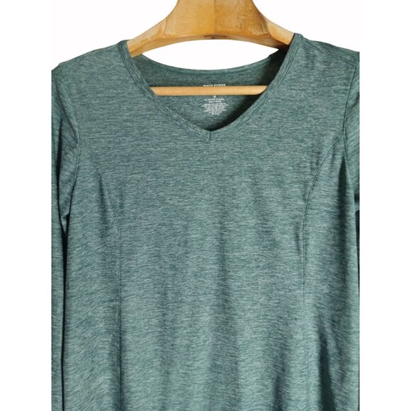 Duluth Trading Womens Long Sleeve Green V Neck Tee Shirt M Armachillo Longtail - Picture 2 of 7